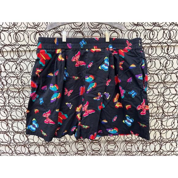 VTG Bechamel Butterfly All Over Print Button Up Blouse and Shorts Set Cotton 1X - Picture 2 of 11
